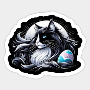 Majestic Tuxedo Easter Anime Retro Cat Sticker